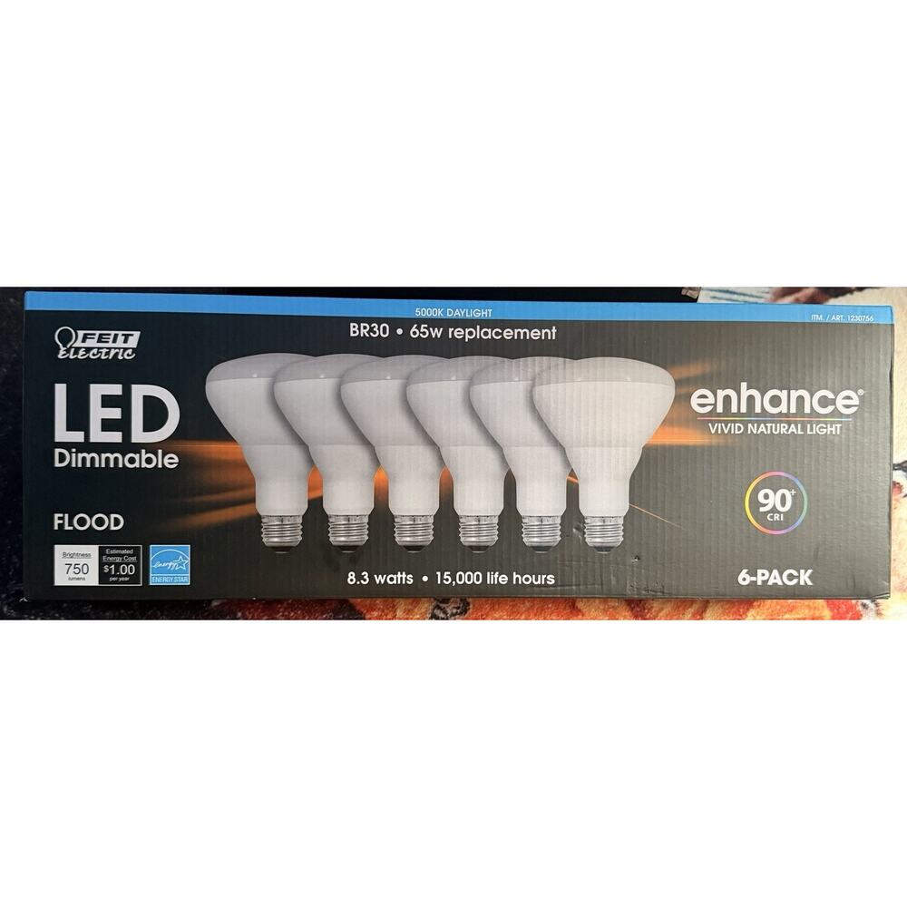 Feit Electric LED Dimmable Br30 65W 5000K Daylight 6-Pack Flood Light - Picture 3 of 4